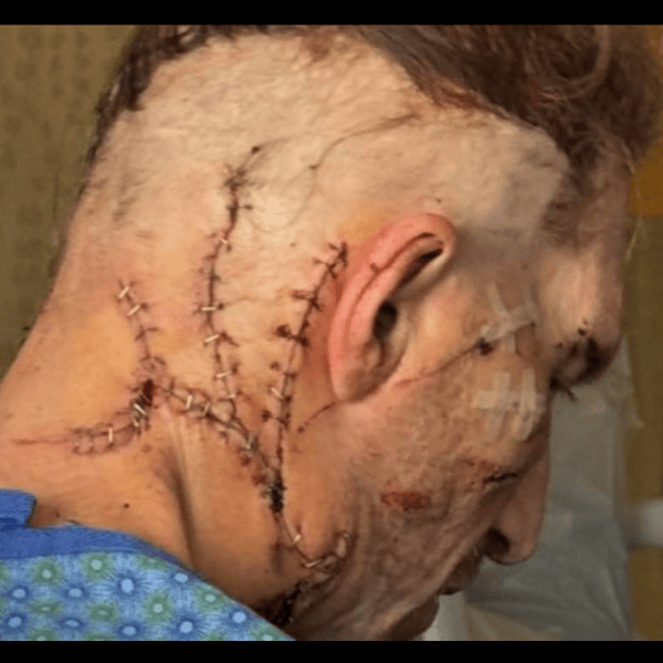 A small logo depicting the news story GOFUNDME SITE RAISES MORE THAN $46,000 FOR STABBED GOOD SAMARITAN DRIVER